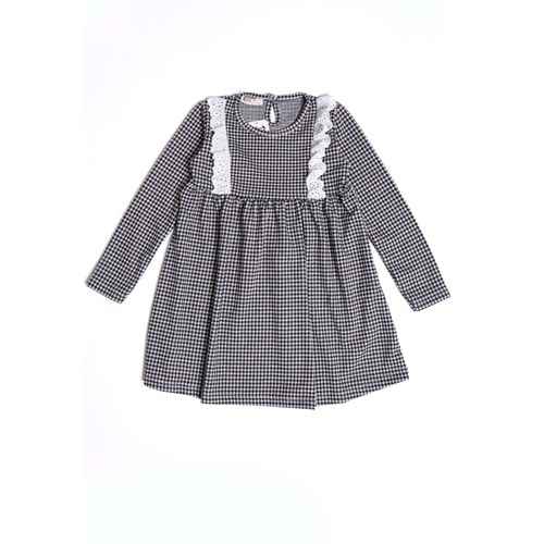 Kız Çocuk Elbise Fistolu - Siyah - Beyaz (92/116)