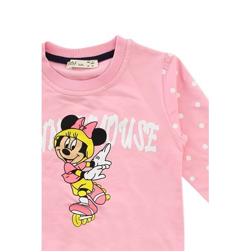 Kız Çocuk Sweat Takım Mickey Baskılı - Bebe Pembe (98/122)