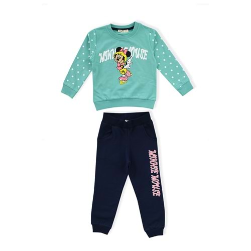 Kız Çocuk Sweat Takım Mickey Baskılı - Su Yeşili (98/122)