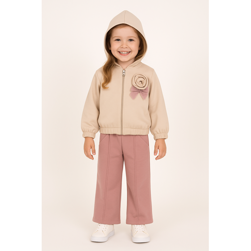 Kız Çocuk Nakışlı Detaylı Takım - Taş - (98/122)