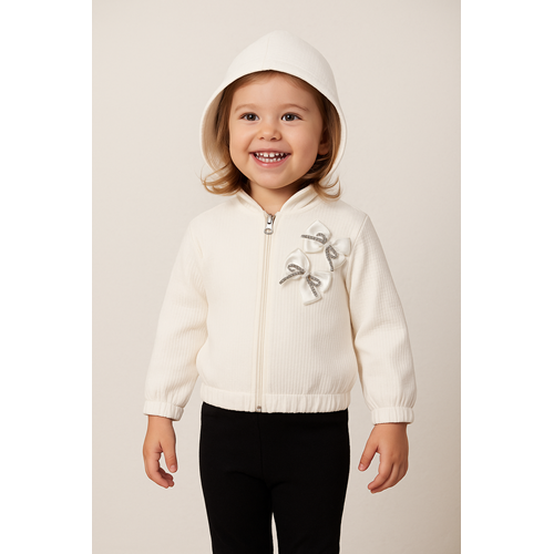 Kız Çocuk Hırka Fiyonk Detaylı - Krem - (98/122)
