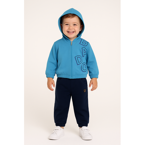 Erkek Çocuk Takım Harf Baskılı - Açık Mavi - (86/110)