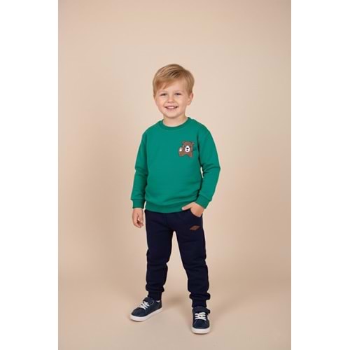 Erkek Çocuk Ayı Baskılı Takım - Mint Yeşili - (98/122)