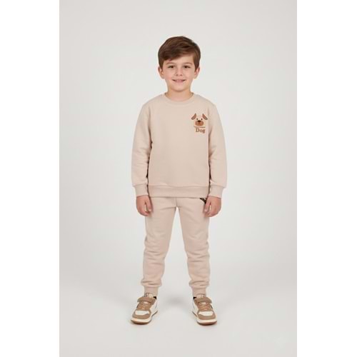 Erkek Çocuk Köpek Baskılı Takım - Taş - (86/110)