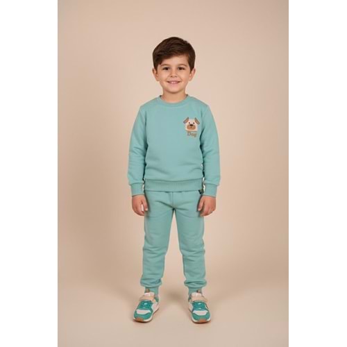 Erkek Çocuk Köpek Baskılı Takım - Mint Yeşili - (86/110)