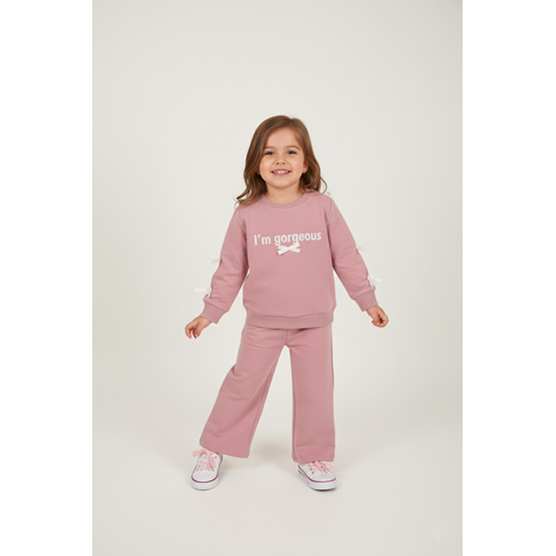 Kız Çocuk Fiyonklu Takım - Lila - (98/122)