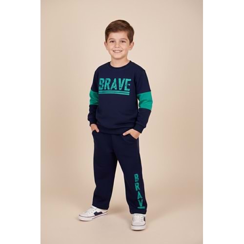 Erkek Çocuk Baskılı Takım - Lacivert - (98/122)