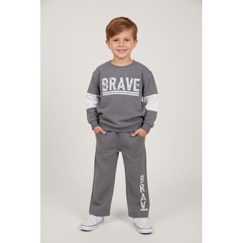 Erkek Çocuk Baskılı Takım - Antrasit - (98/122)
