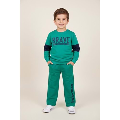 Erkek Çocuk Baskılı Takım - Mübariz Yeşili - (98/122)