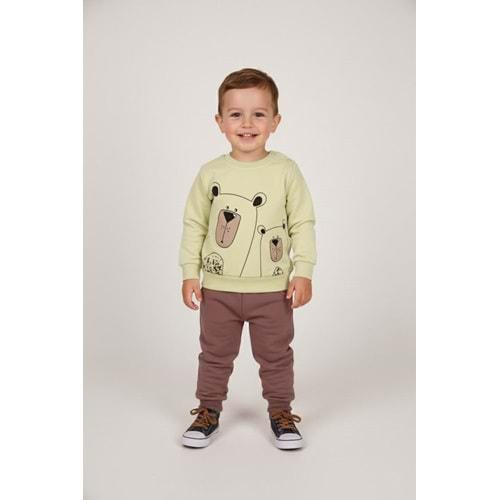 Erkek Çocuk Bskılı Takım - Fıstık Yeşili - (86/110)