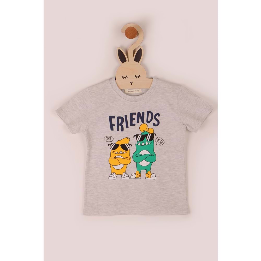 Erkek Çocuk Tişört Friends Baskılı - Gri (98/122)
