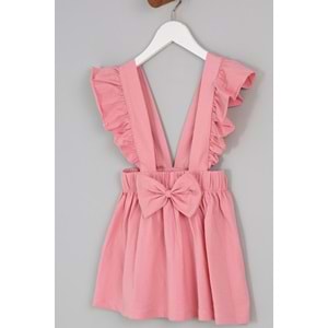 Kız Çocuk Askılı Etek Kurdeleli - Gül Kurusu (98/122)