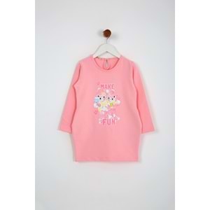 Kız Çocuk Elbise Make Fun Baskılı - Yavruağzı (98/122)