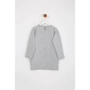 Kız Çocuk Elbise Make Fun Baskılı - Gri (98/122)