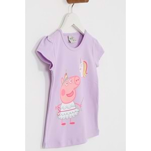 Kız Çocuk Tişört Domuz Baskılı - Lila (92/116)