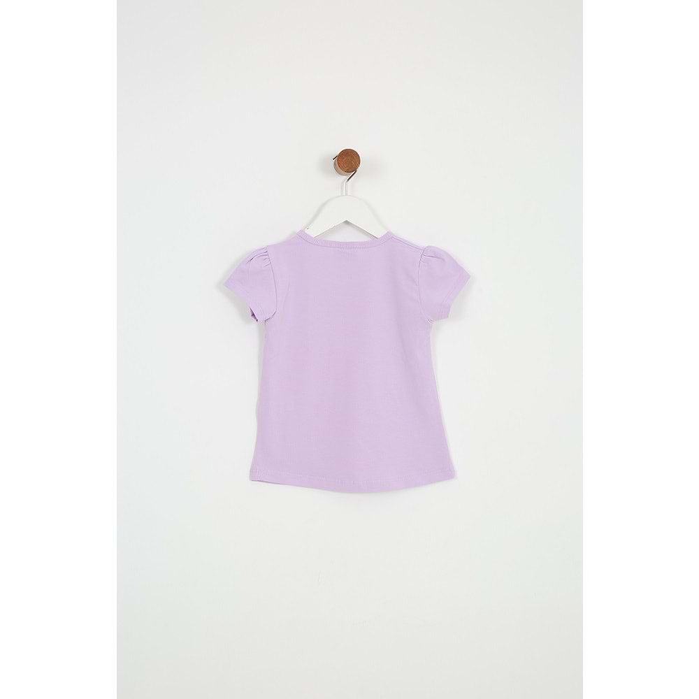 Kız Çocuk Tişört Domuz Baskılı - Lila (92/116)