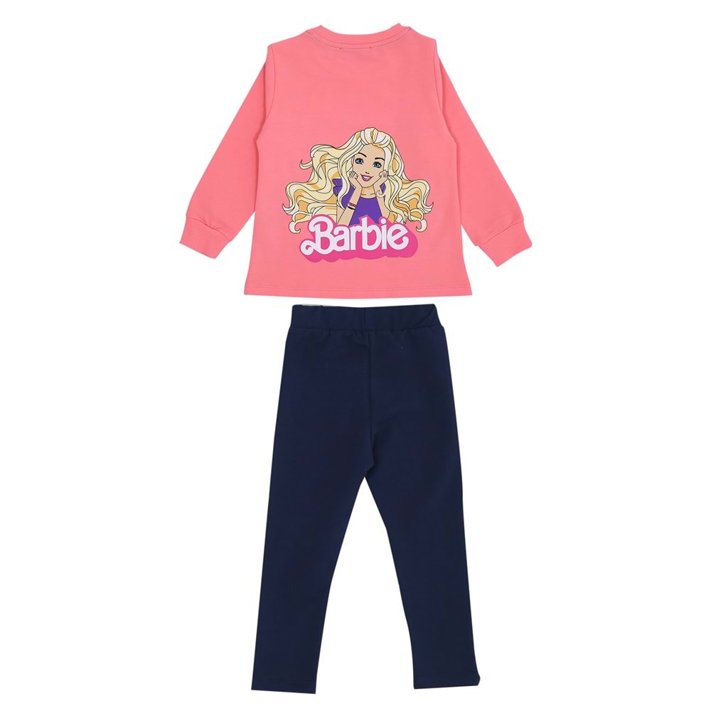 Kız Çocuk Sweat Takım Barbie Yazılı - Şeker Pembe (98/122)