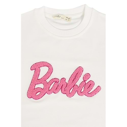 Kız Çocuk Tişört Barbie Nakışlı - Krem (128/152)