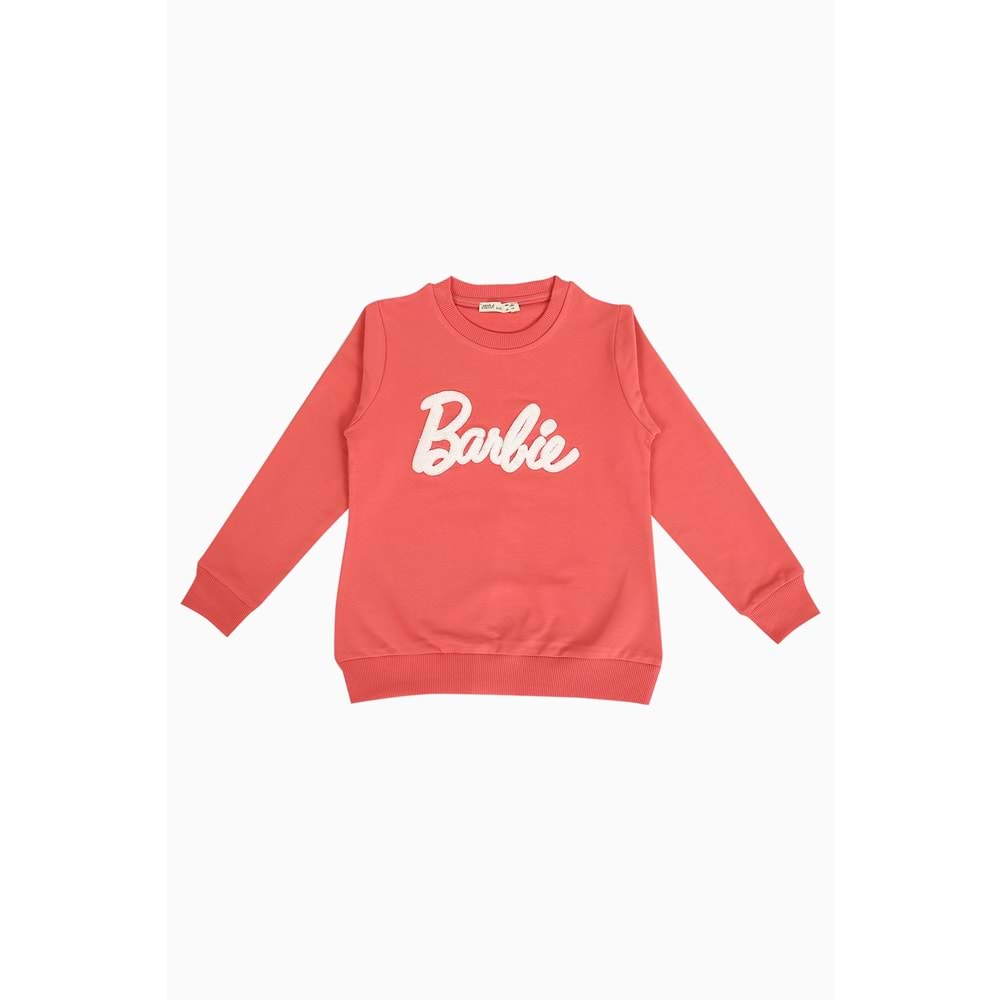 Kız Çocuk Tişört Barbie Nakışlı - Kiremit (128/152)