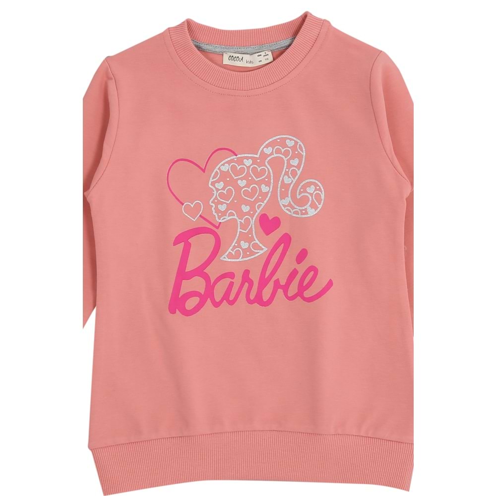 Kız Çocuk Sweat Takım Barbie Baskılı - Gül Kurusu - 110/134