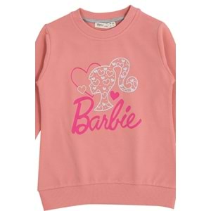 Kız Çocuk Sweat Takım Barbie Baskılı - Gül Kurusu - 110/134