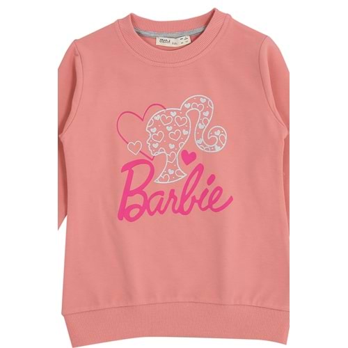 Kız Çocuk Sweat Takım Barbie Baskılı - Gül Kurusu - 110/134