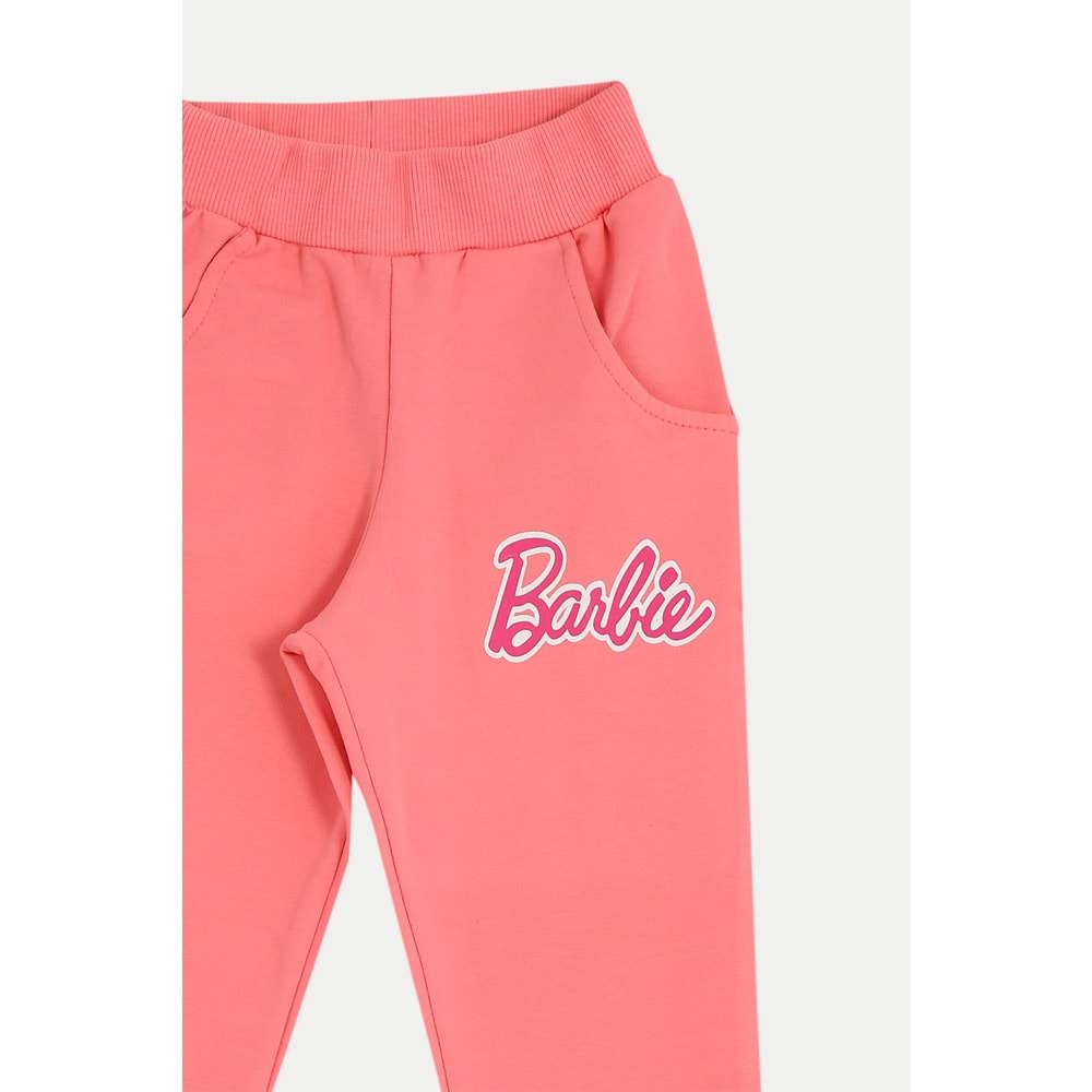 Kız Çocuk Sweat Takım Kalpli Barbie Baskılı - Krem - 92/116