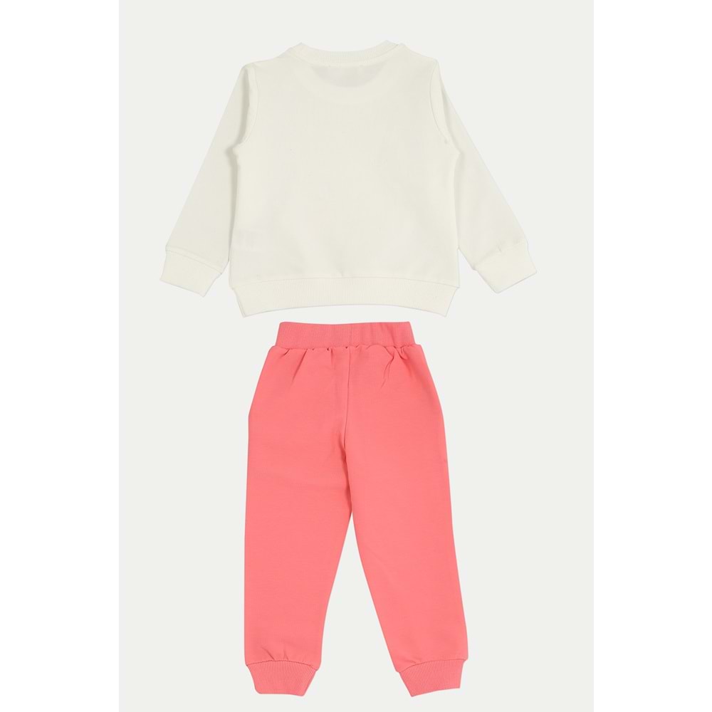 Kız Çocuk Sweat Takım Kalpli Barbie Baskılı - Krem - 92/116