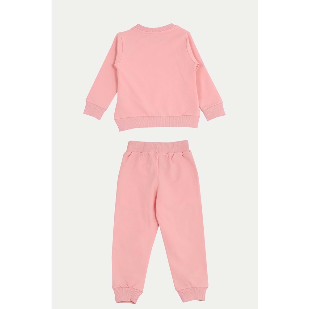 Kız Çocuk Sweat Takım Kalpli Barbie Baskılı - Yavruağzı (92/116)