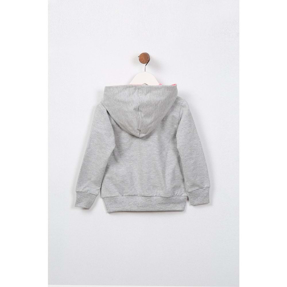 Kız Çocuk Hırka Dantelli Cep - Gri (98/122)