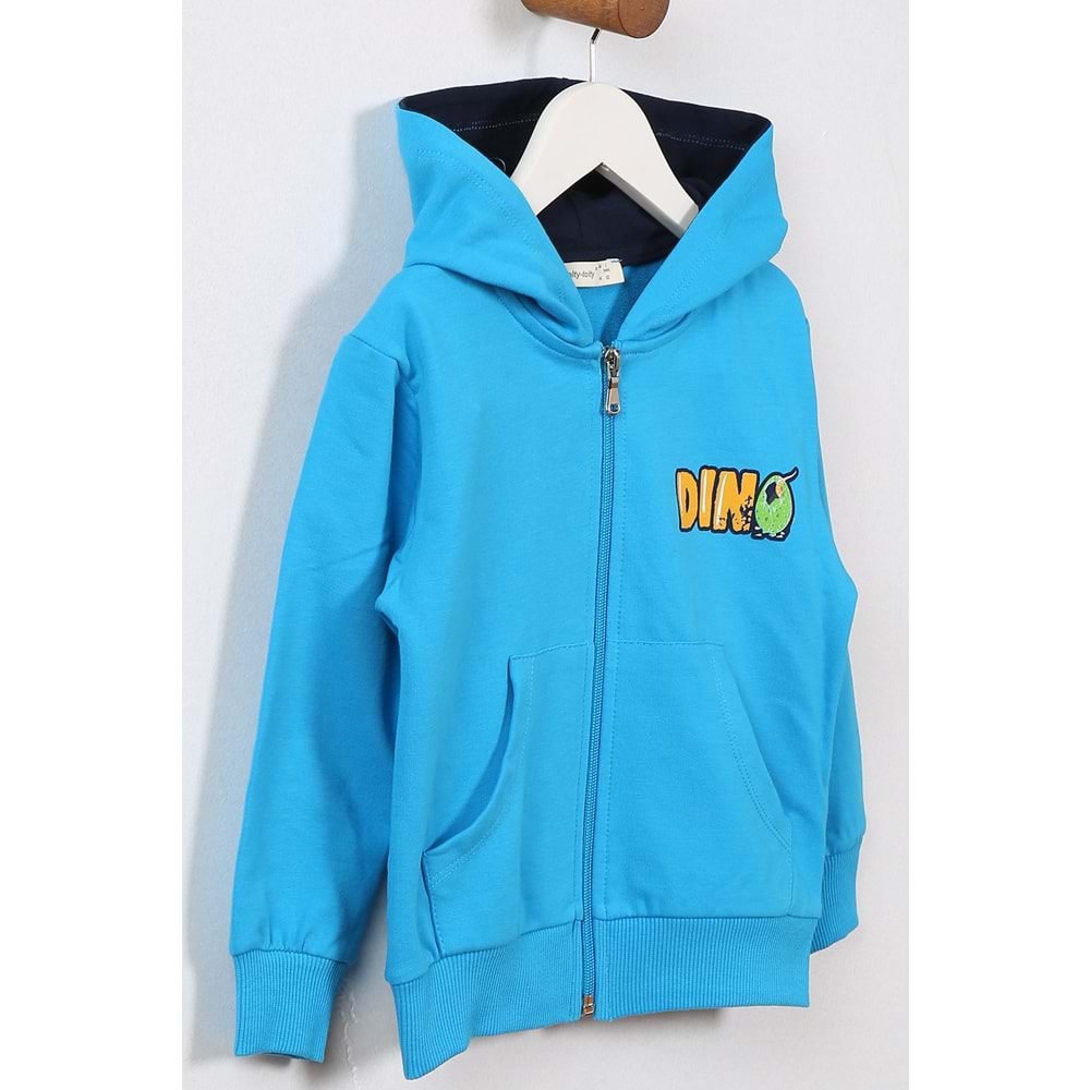 Erkek Çocuk Hırka Dinozorlar Baskılı - Mavi (92/116)