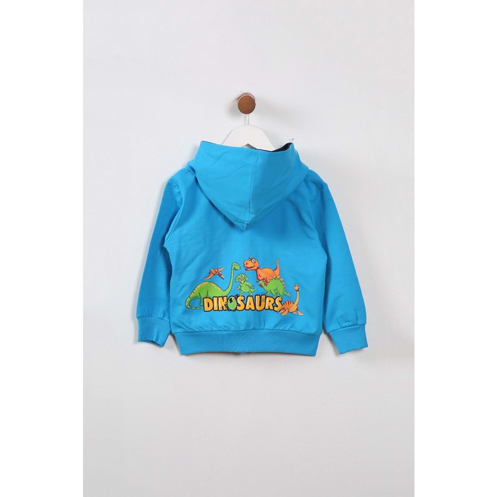 Erkek Çocuk Hırka Dinozorlar Baskılı - Mavi (92/116)