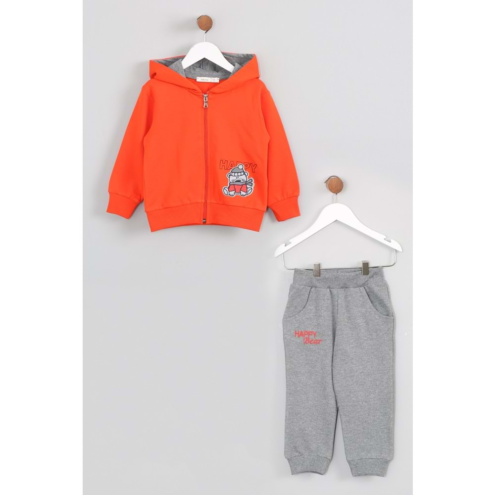 Erkek Çocuk Happy Nakışlı Eşofman Takımı - Oranj (86/110)
