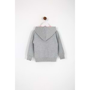 Kız Çocuk Hırka Yazılı Tavşan Baskılı - Gri (98/122)