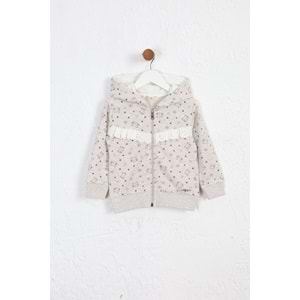 Kız Çocuk Hırka Kedi Desen - Kahve Melanj (92/116)