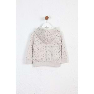 Kız Çocuk Hırka Kedi Desen - Kahve Melanj (92/116)