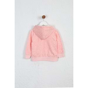Kız Çocuk Hırka Kedi Desen - Pembe Melanj (92/116)
