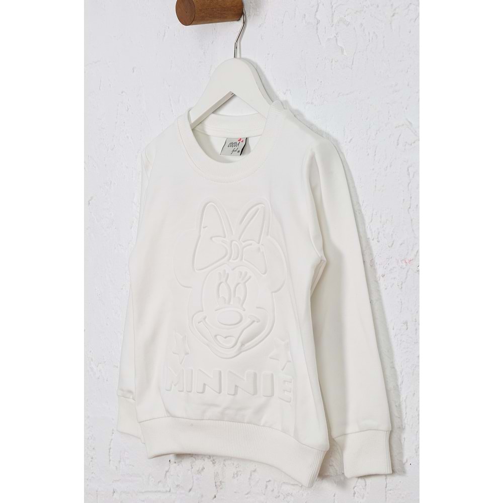 Kız Çocuk Sweat Takım Kabartmalı Baskı - Krem (98/122)