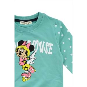 Kız Çocuk Sweat Takım Mickey Baskılı - Su Yeşili (98/122)