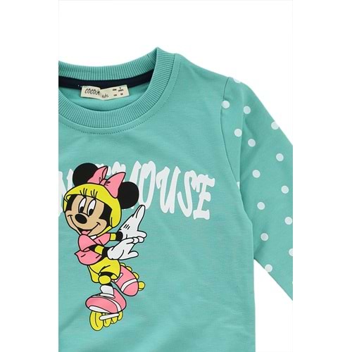 Kız Çocuk Sweat Takım Mickey Baskılı - Su Yeşili (98/122)